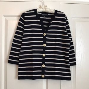 3/4 sleeve Navy/ white stripes